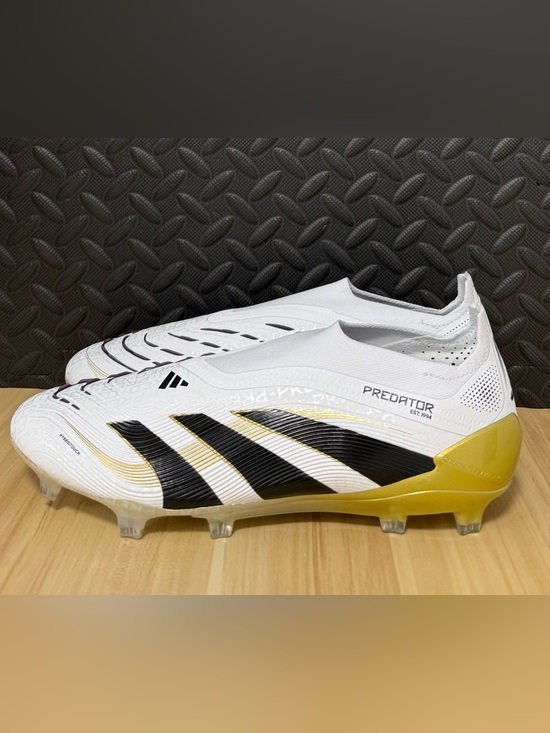 Adidas Predator Elite Laceless FG Soccer Cleats White Gold JI1079 Mens Size 10